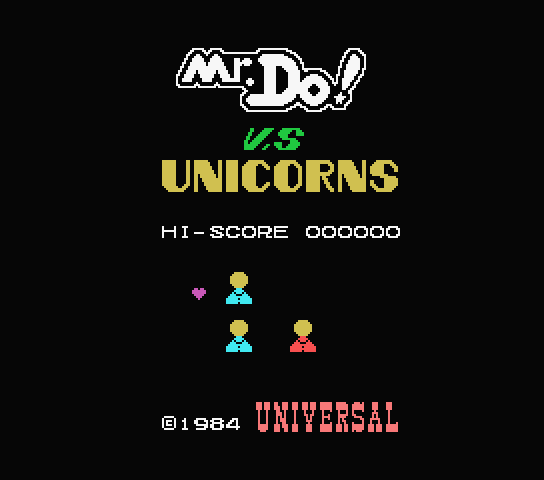 Mr. Do Vs Unicorns title screen for MSX
